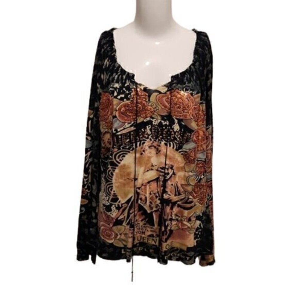 [Ash & Sara] Floral Off the Shoulder Long Sleeve Blouse - Size XL